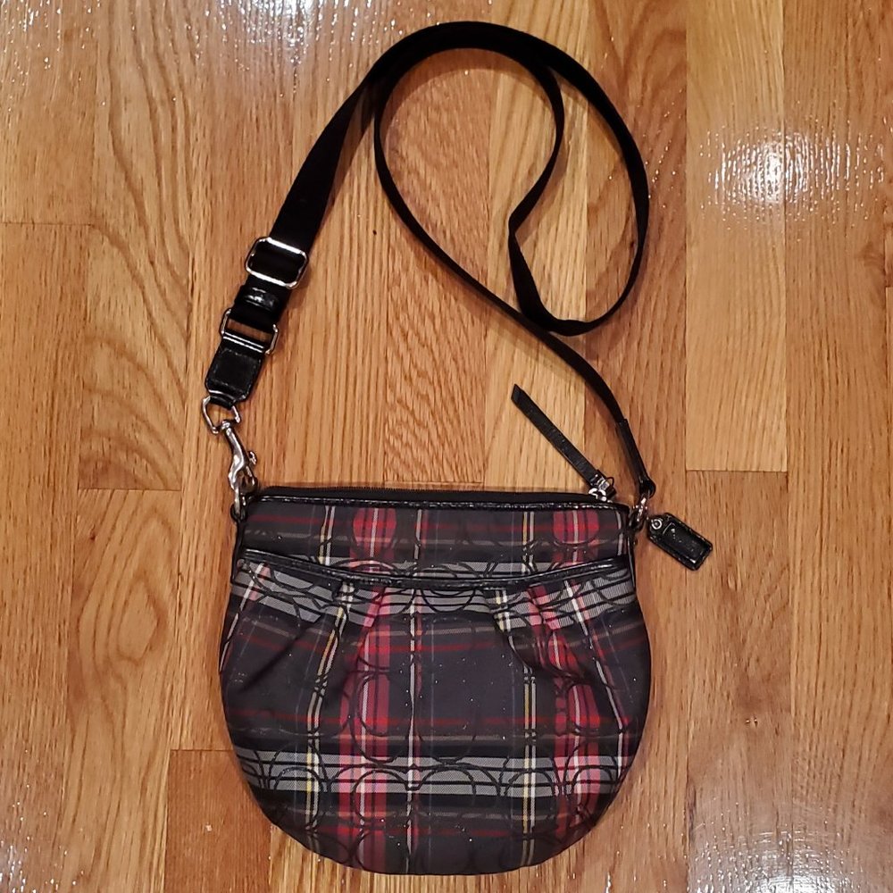 Coach Canvas Tartan Plaid Crossbody Purse